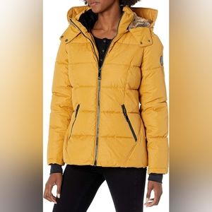 HFX Women's Short Fur Lined Hooded Puffer